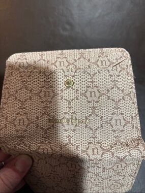 Nanette Lepore Cream and Tan Monogram Compact Wallet